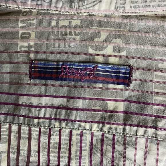 Desigual Mens Button Shirt Striped Long Sleeve Regular Fit Italian Fabric Sz S - Picture 7 of 12